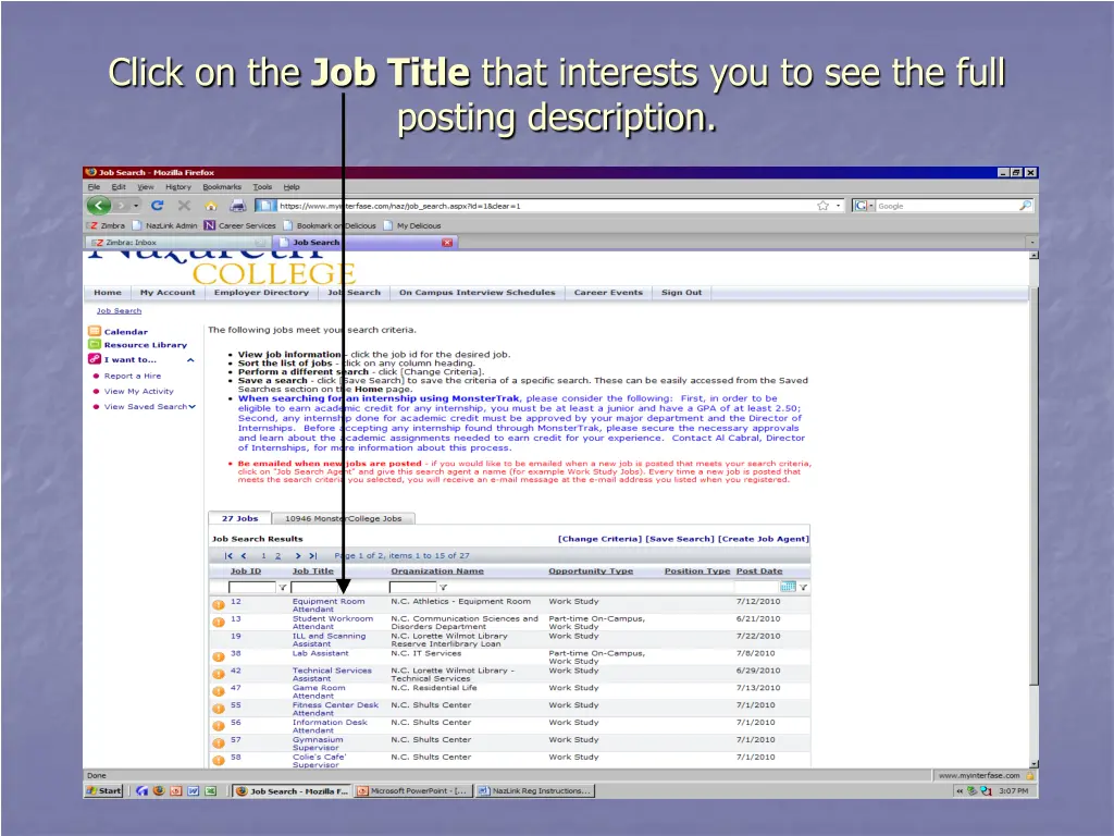 click on the job title that interests