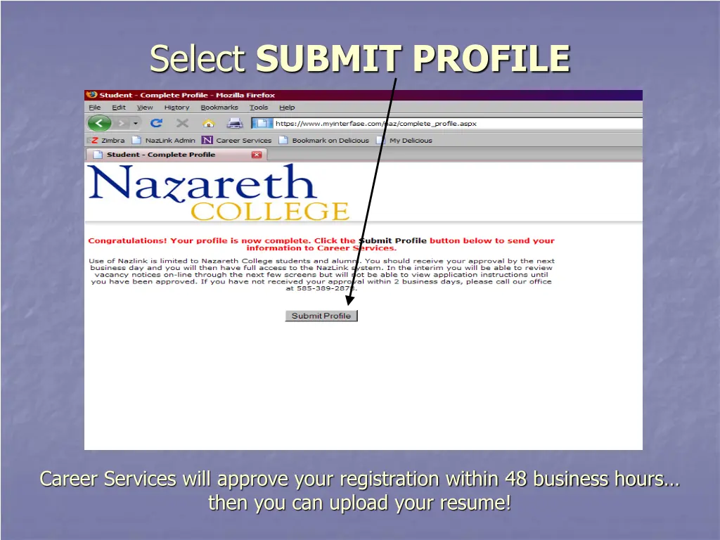 select submit profile