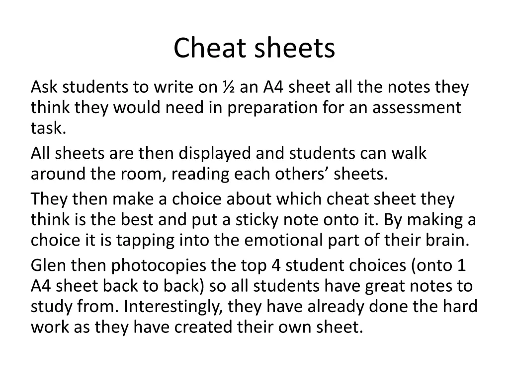 cheat sheets