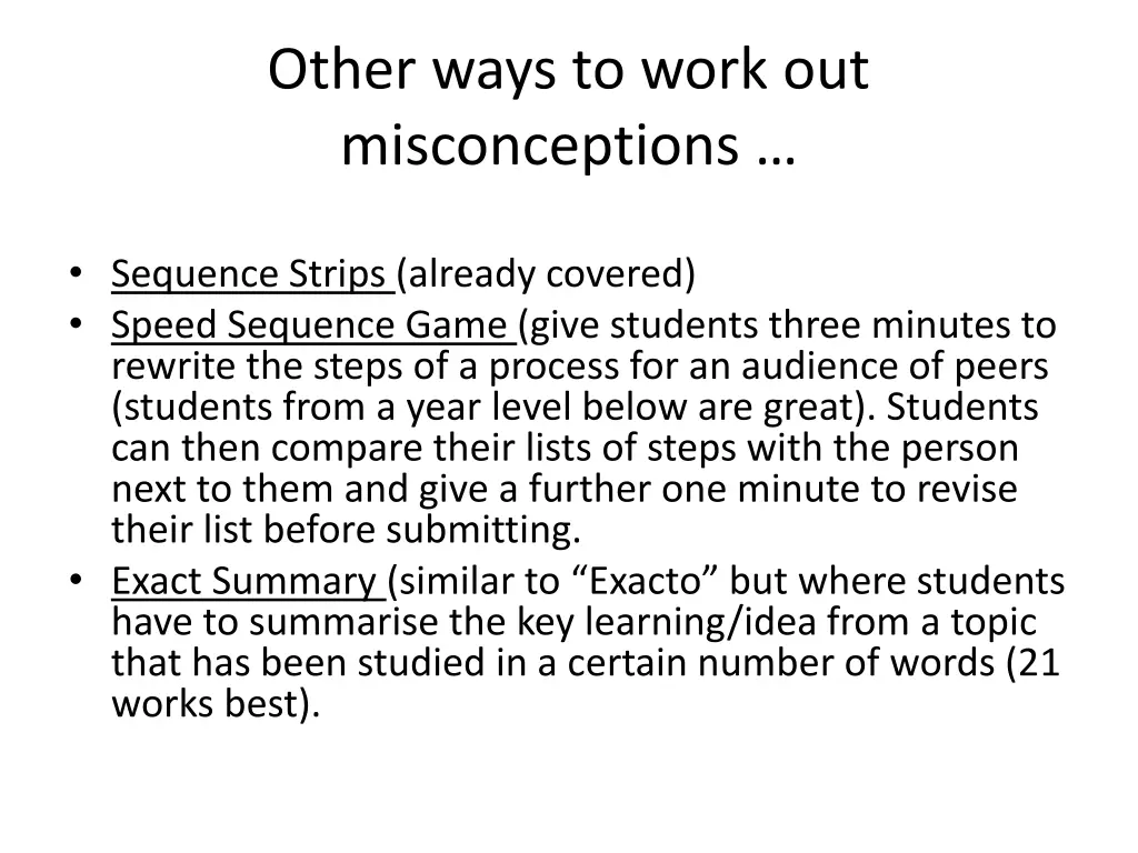 other ways to work out misconceptions