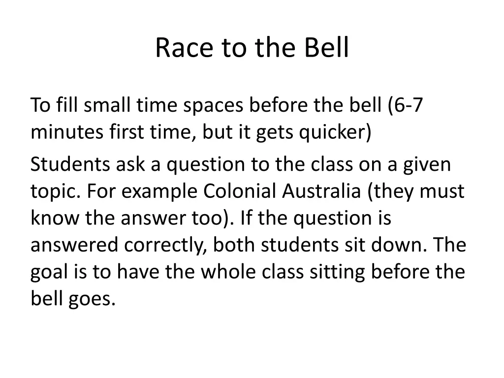 race to the bell