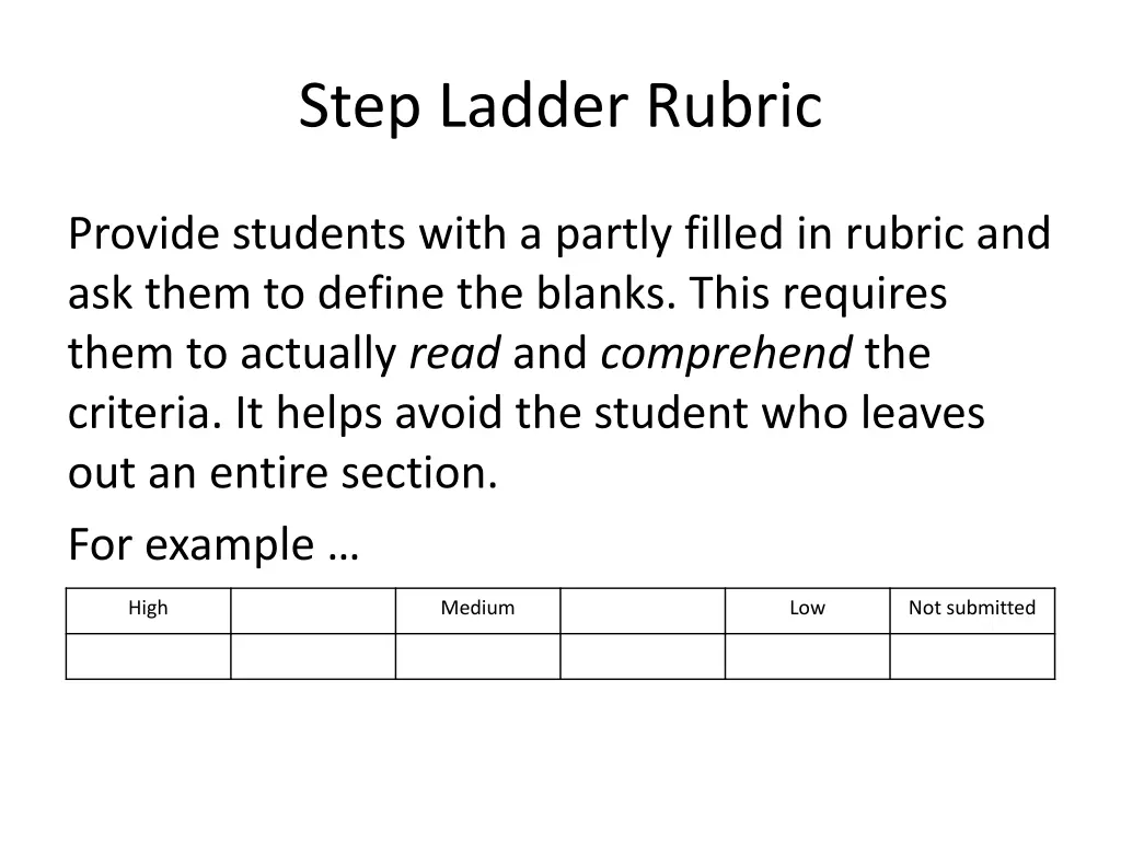 step ladder rubric
