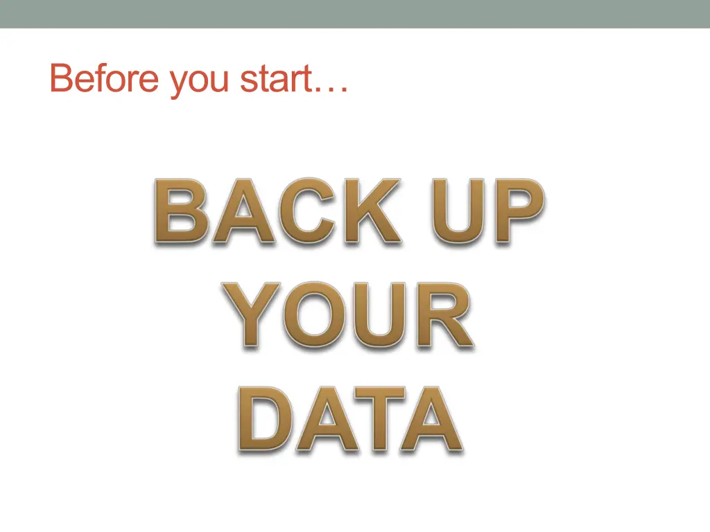 before you start