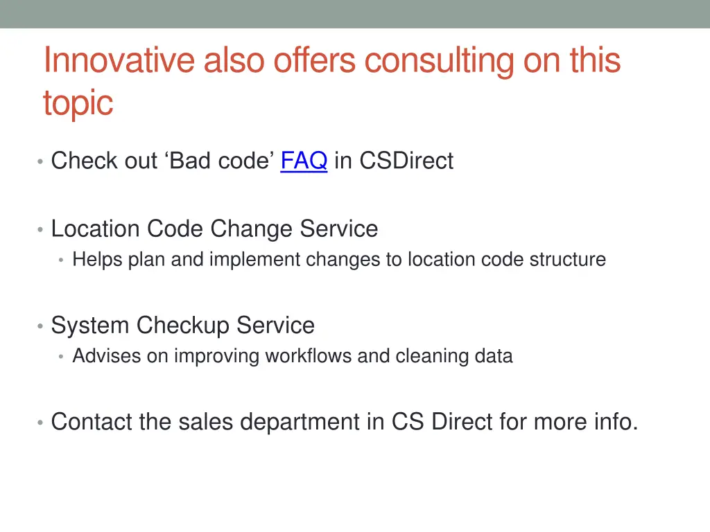 innovative also offers consulting on this topic