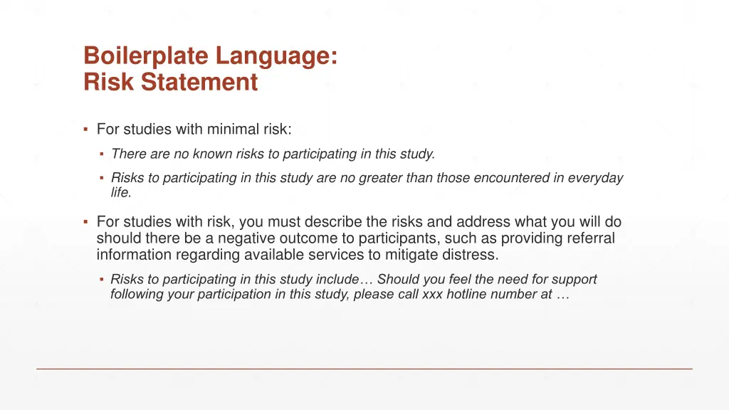 boilerplate language risk statement