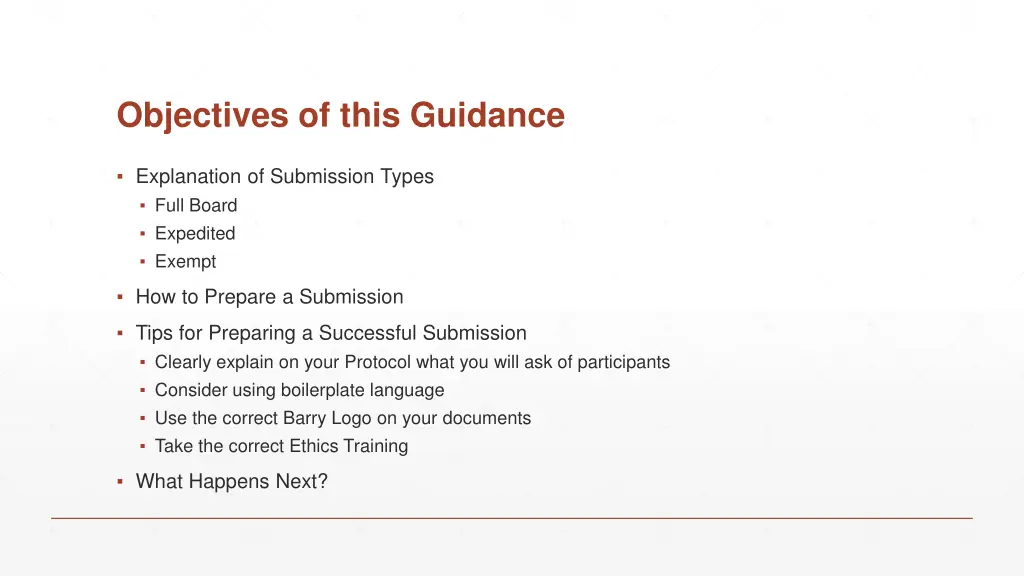 objectives of this guidance