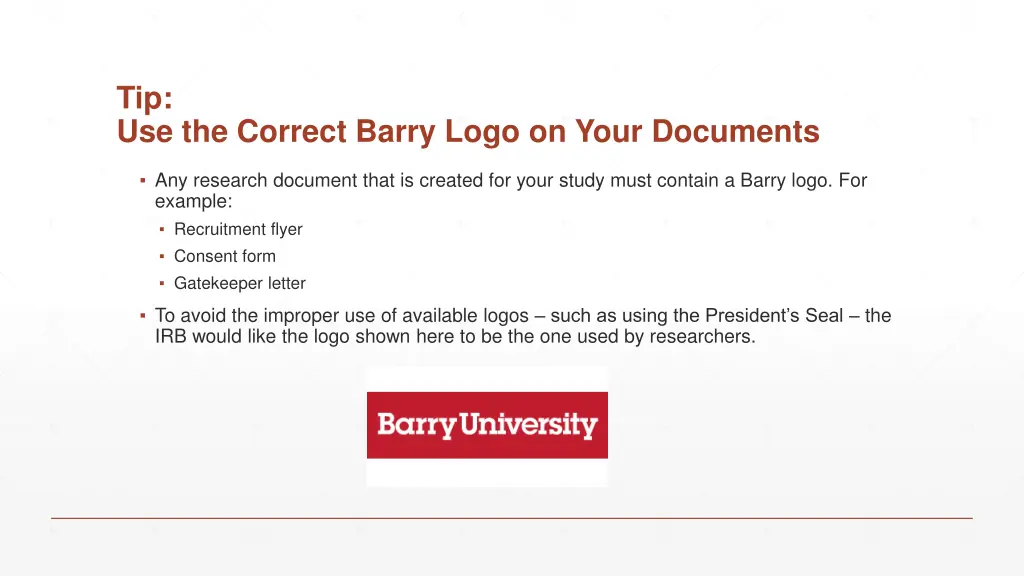 tip use the correct barry logo on your documents