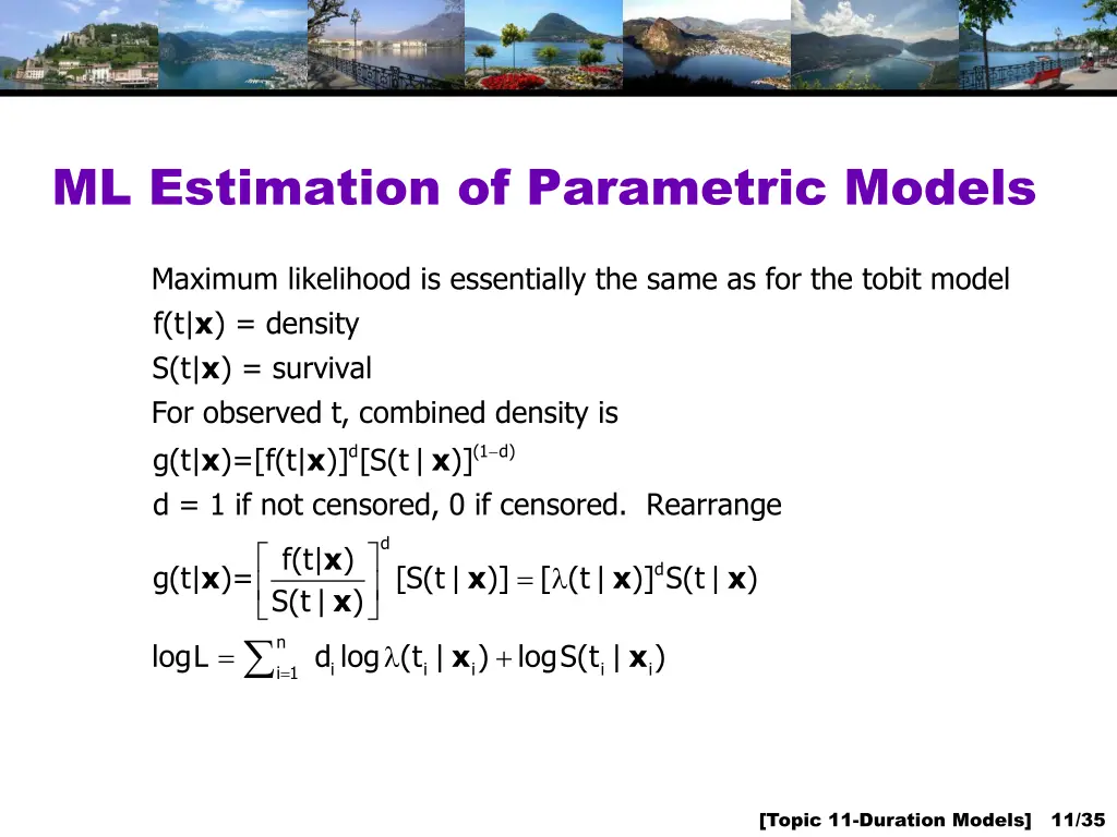 ml estimation of parametric models
