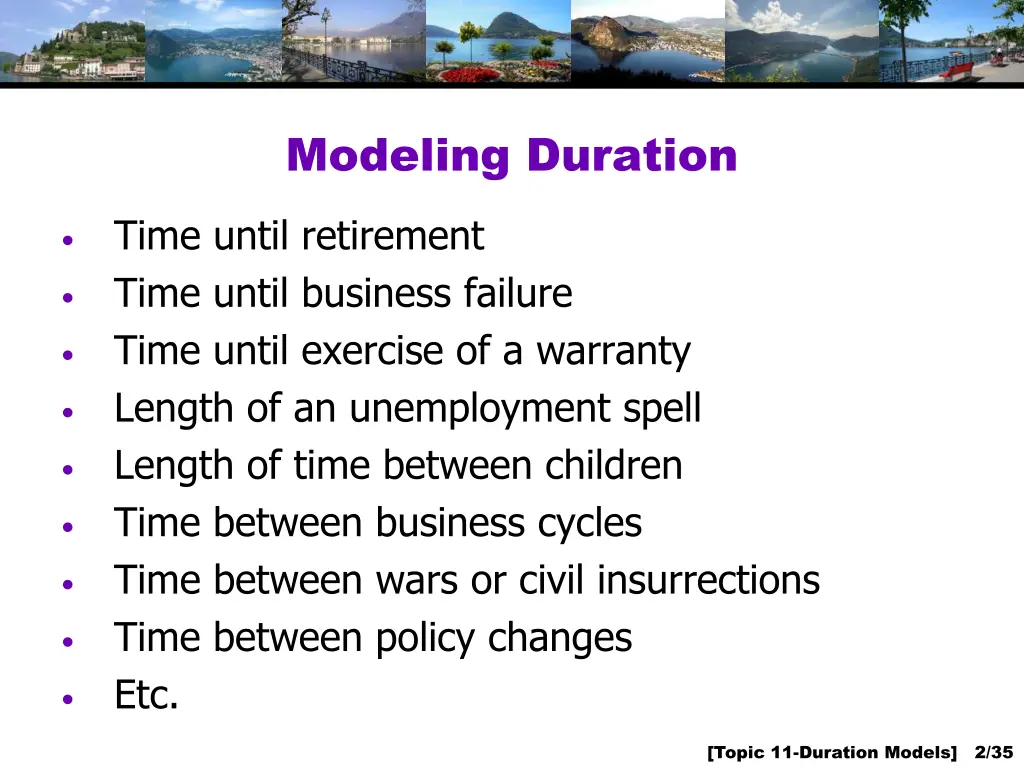 modeling duration