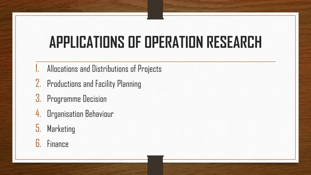 applications of operation research