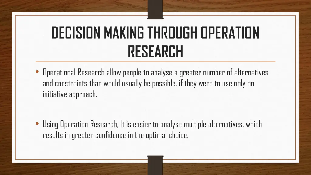 decision making through operation research