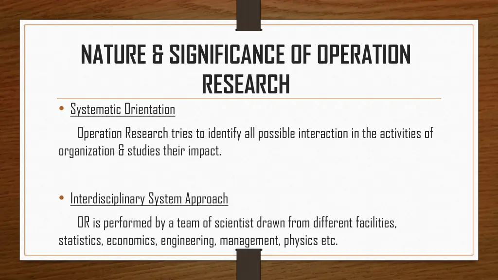 nature significance of operation research