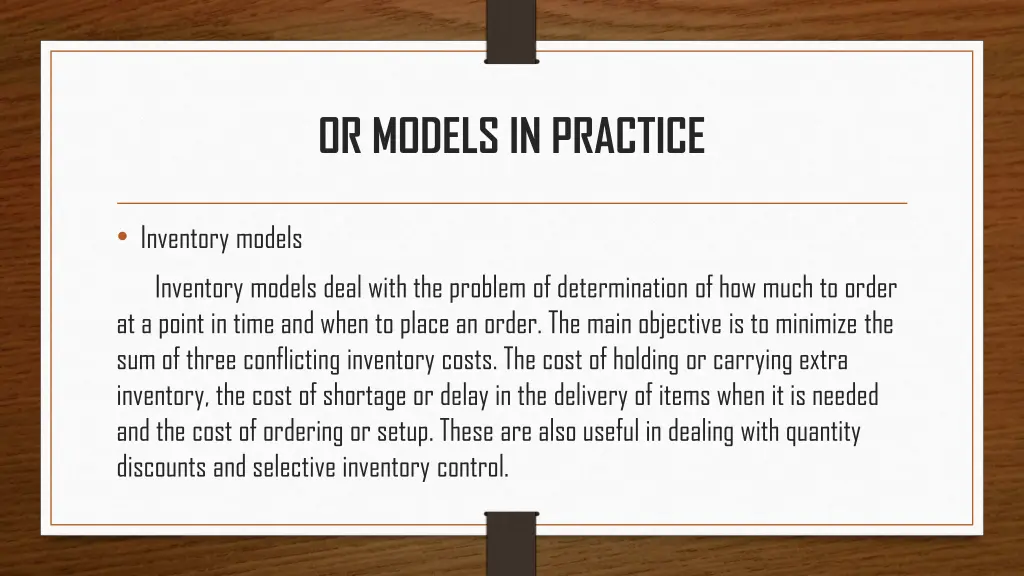 or models in practice