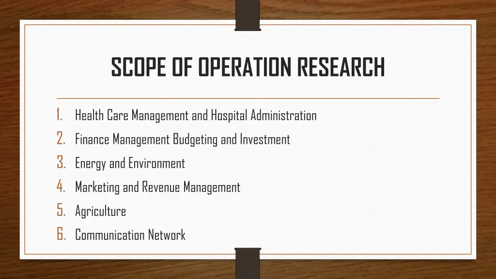 scope of operation research
