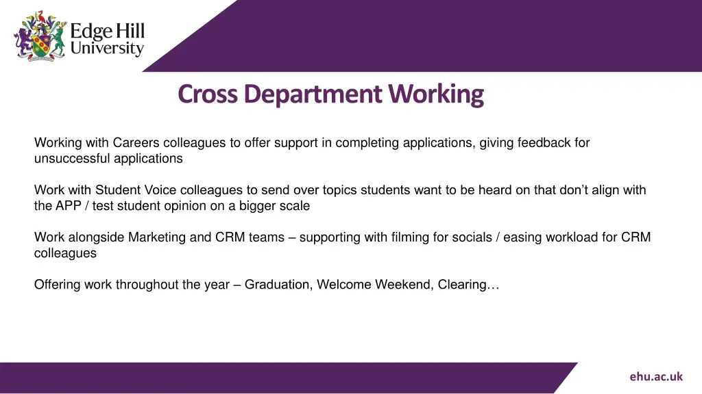 cross department working