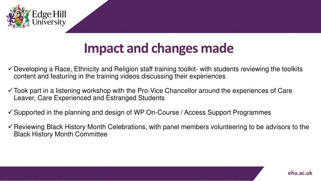 impact and changes made
