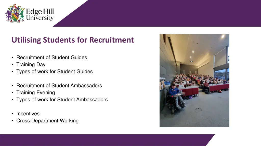 utilising students for recruitment