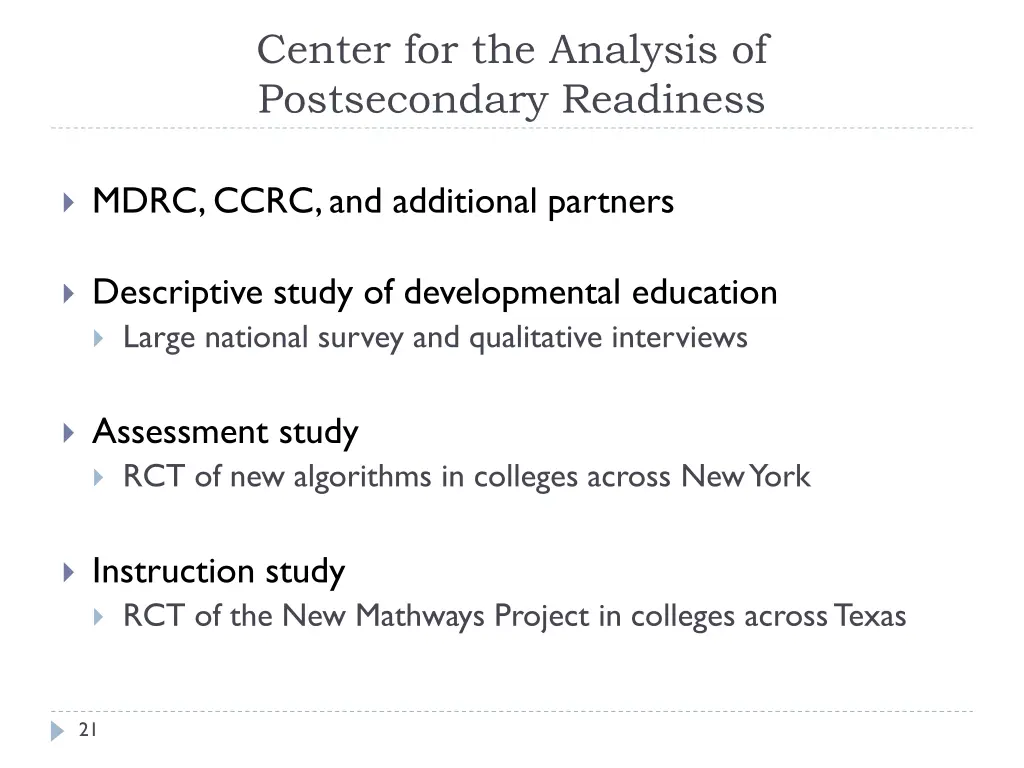center for the analysis of postsecondary readiness