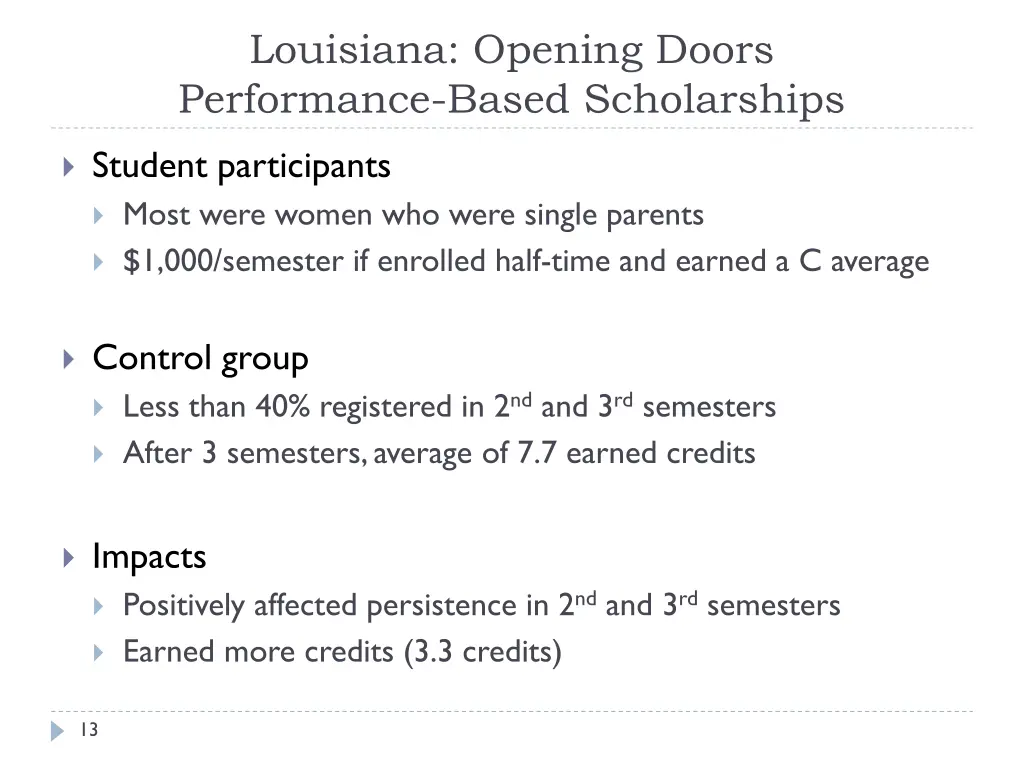 louisiana opening doors performance based