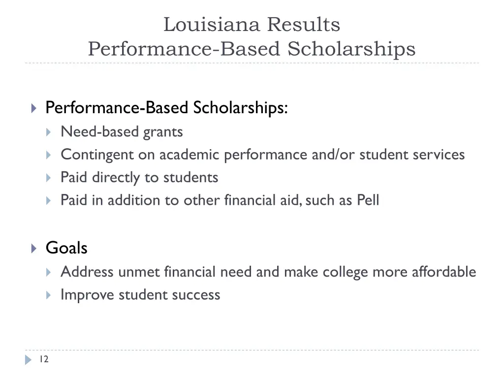 louisiana results performance based scholarships