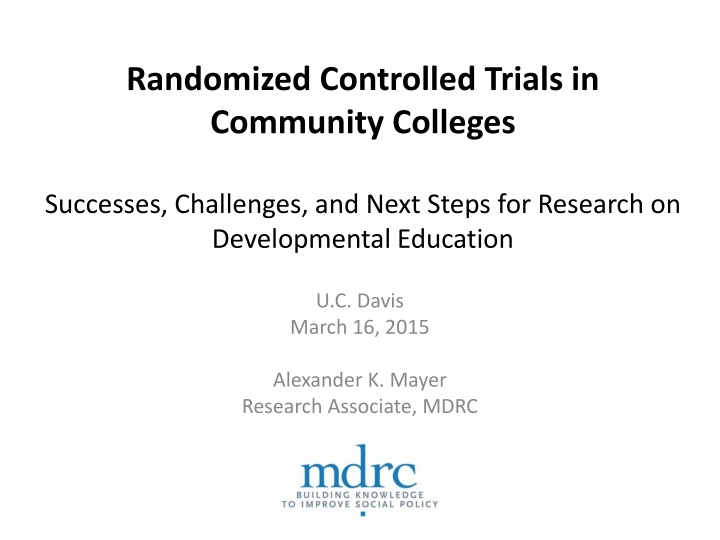 randomized controlled trials in community colleges