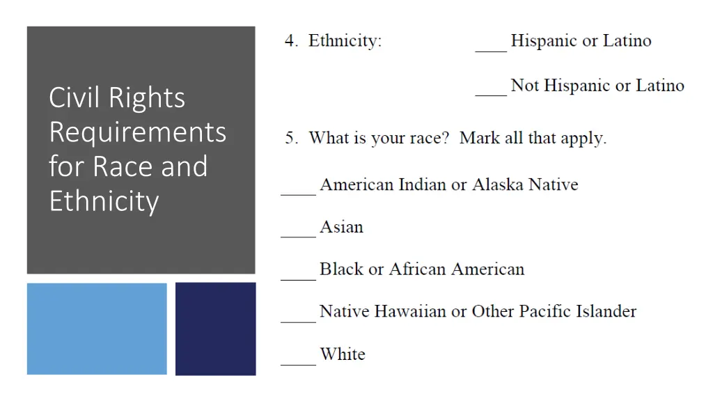 civil rights requirements for race and ethnicity