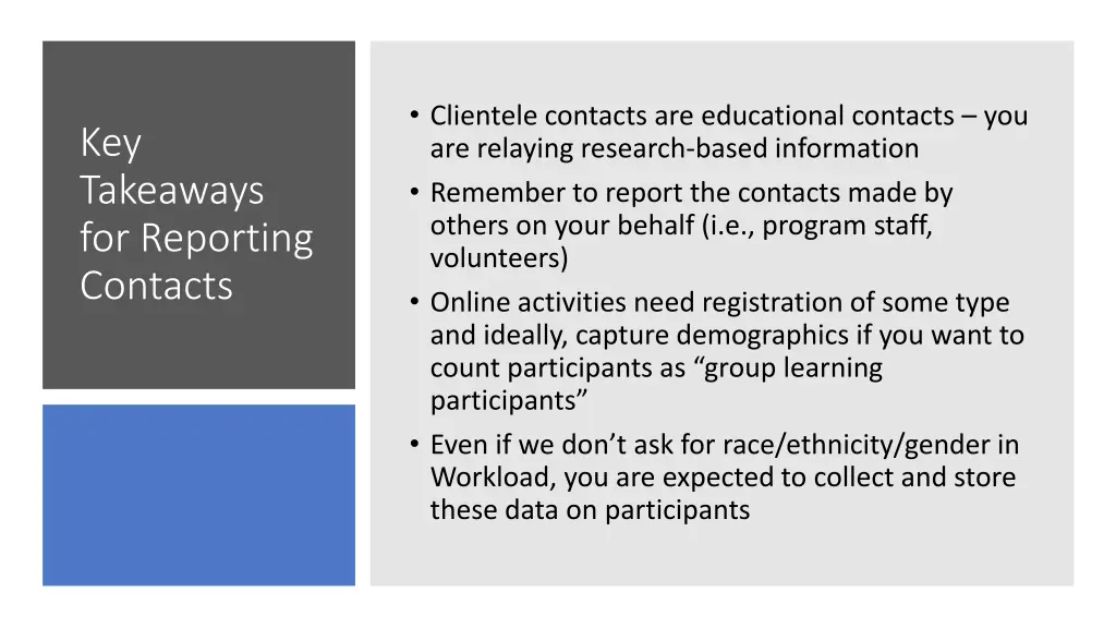 clientele contacts are educational contacts