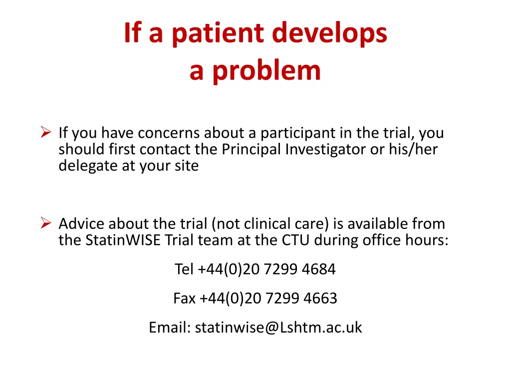if a patient develops a problem 1