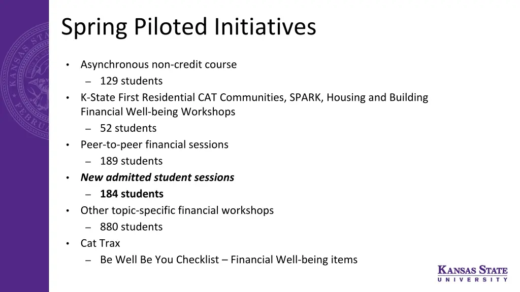 spring piloted initiatives