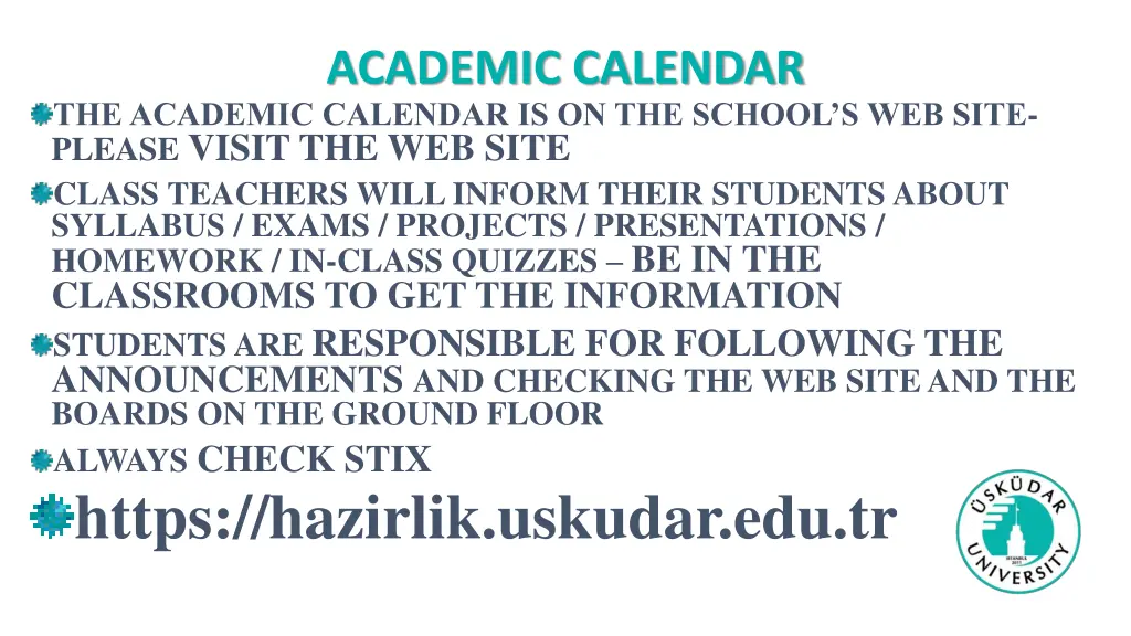 academic calendar