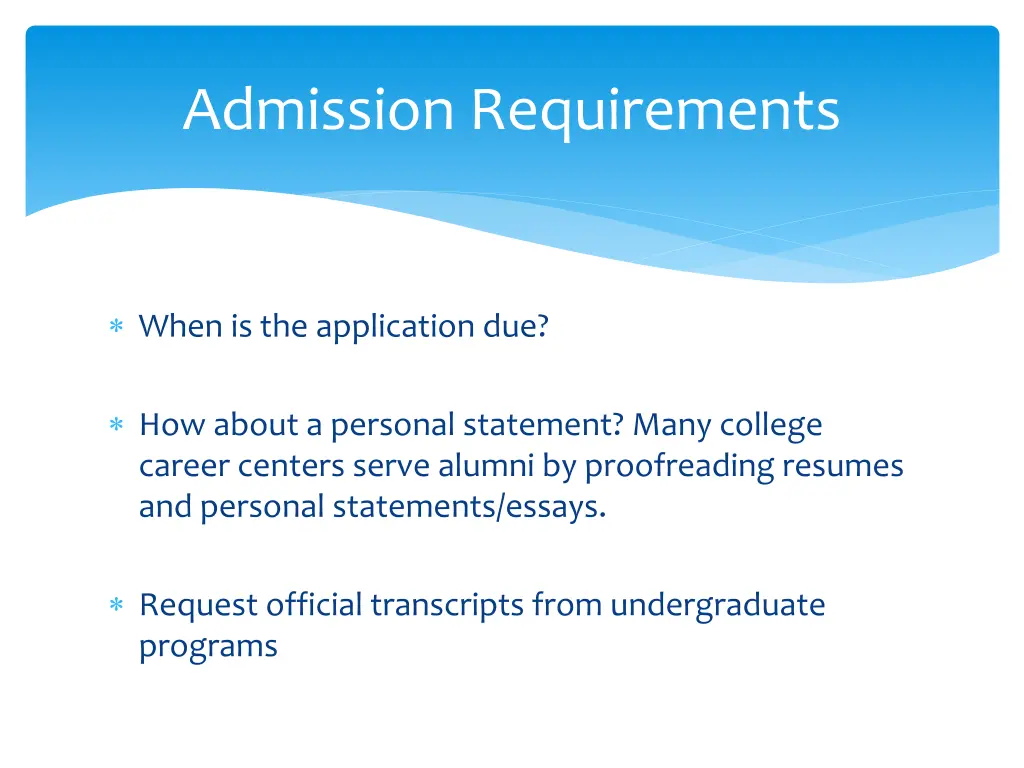 admission requirements