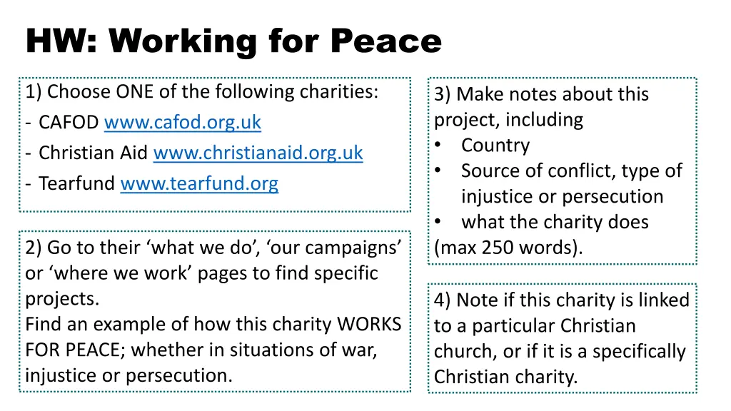 hw working for peace