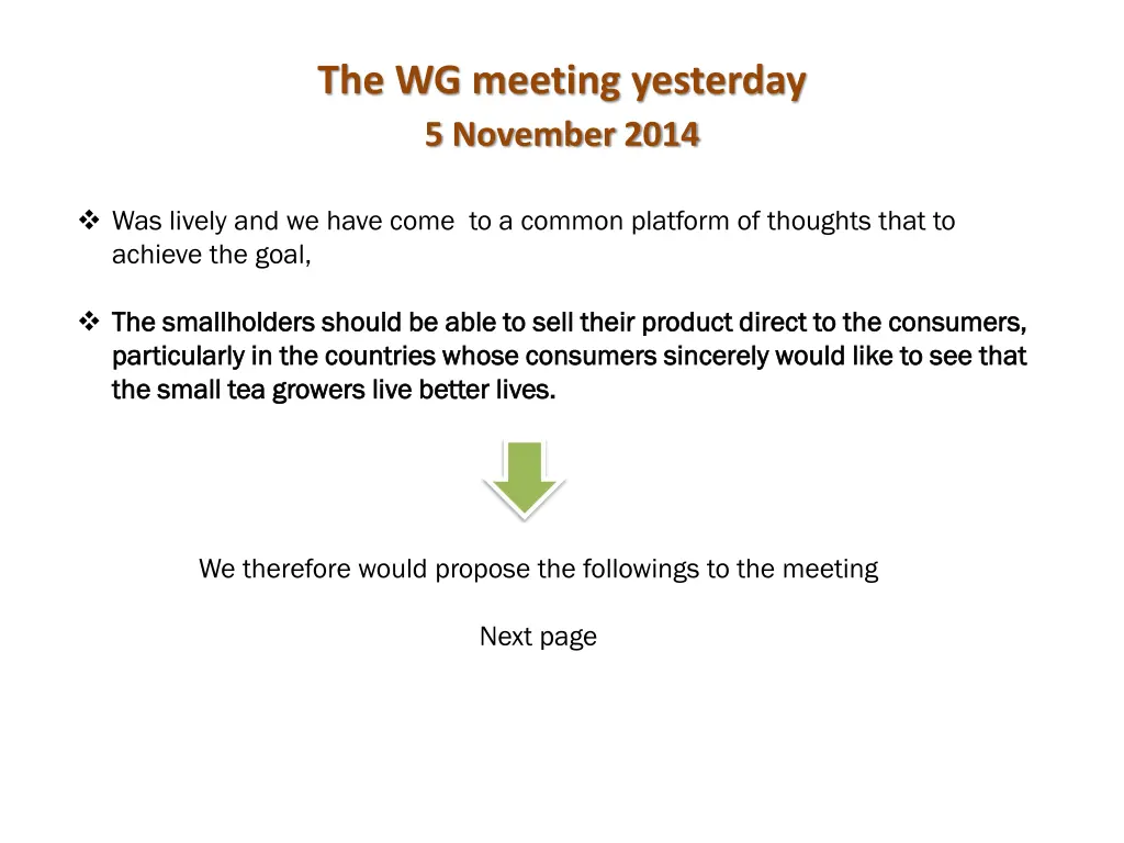 the wg meeting yesterday 5 november 2014