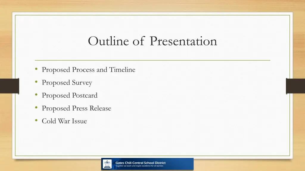 outline of presentation