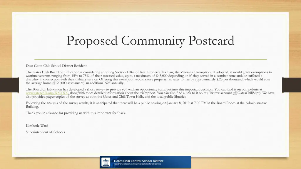 proposed community postcard