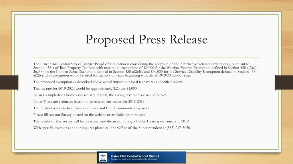 proposed press release