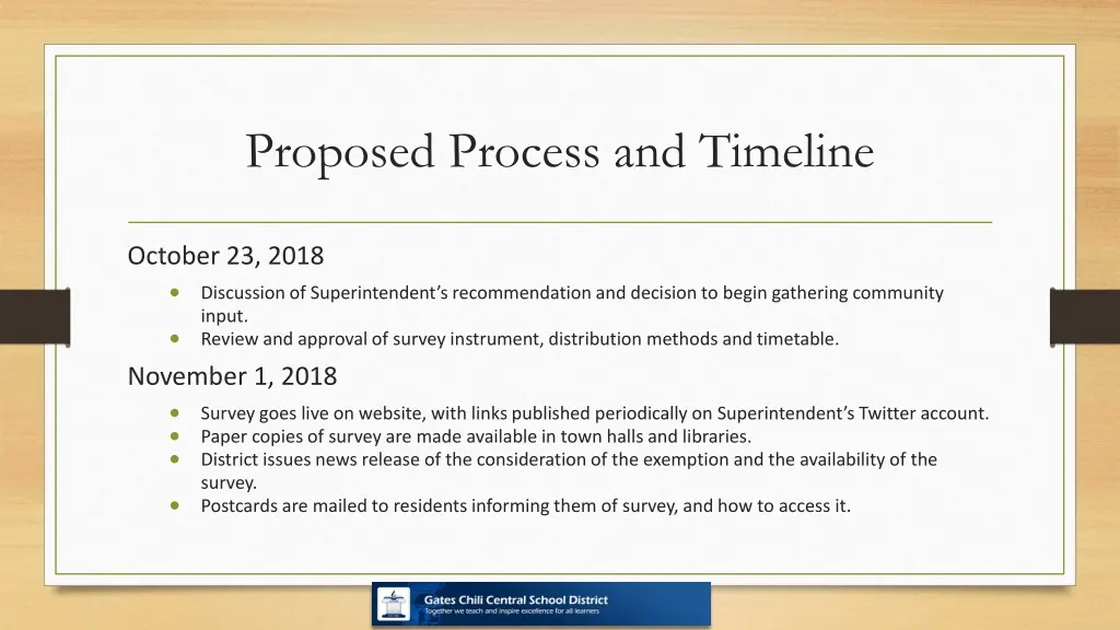proposed process and timeline