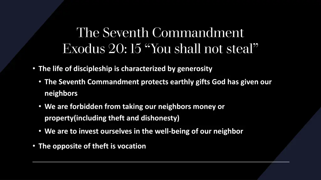 the seventh commandment exodus 20 15 you shall