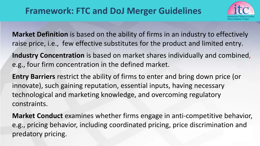 framework ftc and doj merger guidelines