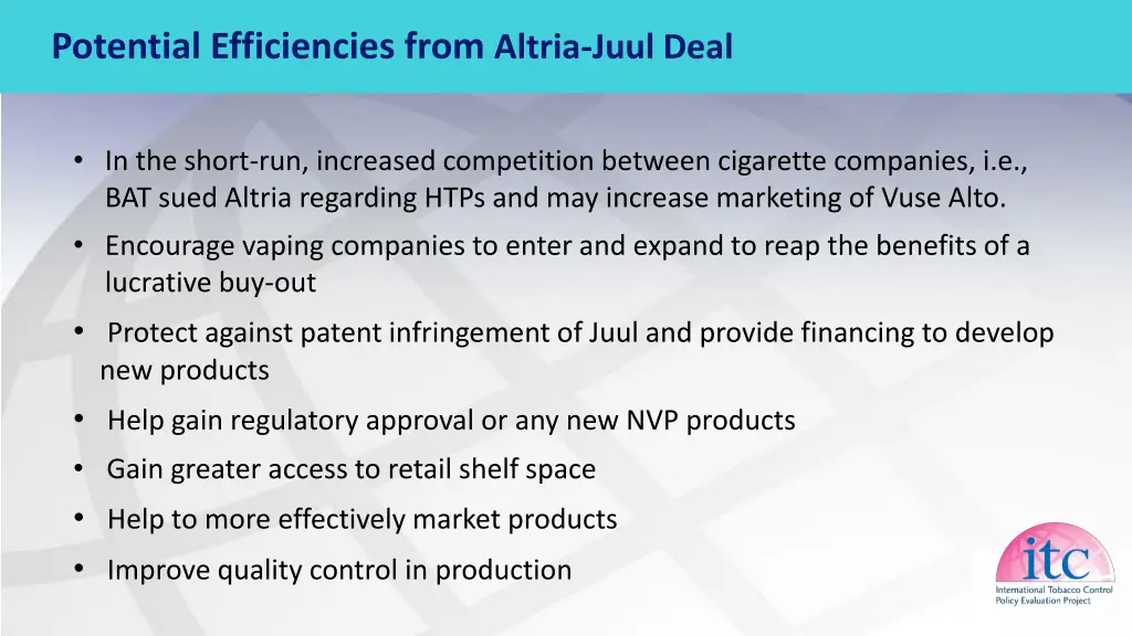 potential efficiencies from altria juul deal