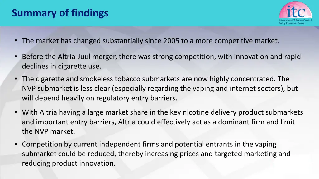 summary of findings