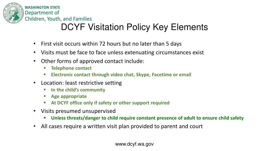 dcyf visitation policy key elements