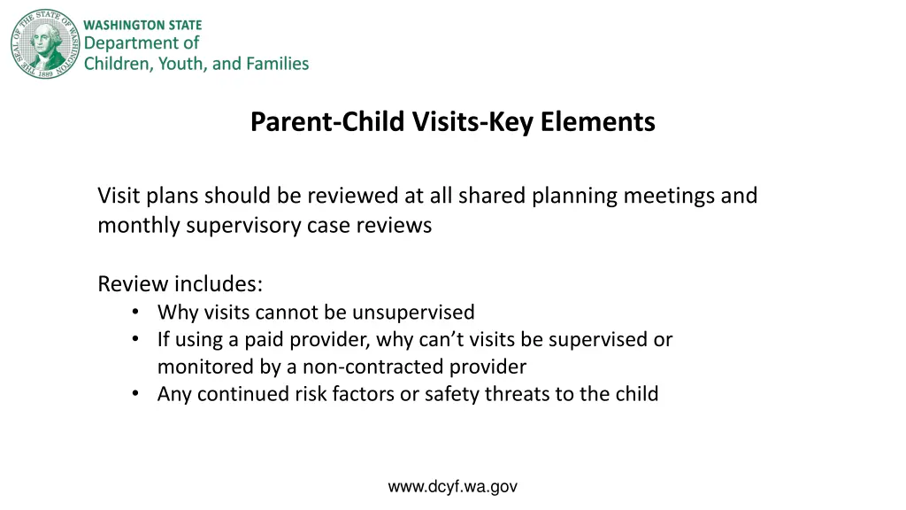 parent child visits key elements