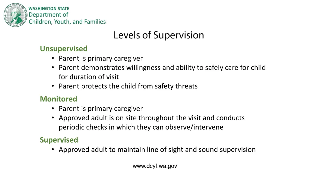 unsupervised parent is primary caregiver parent