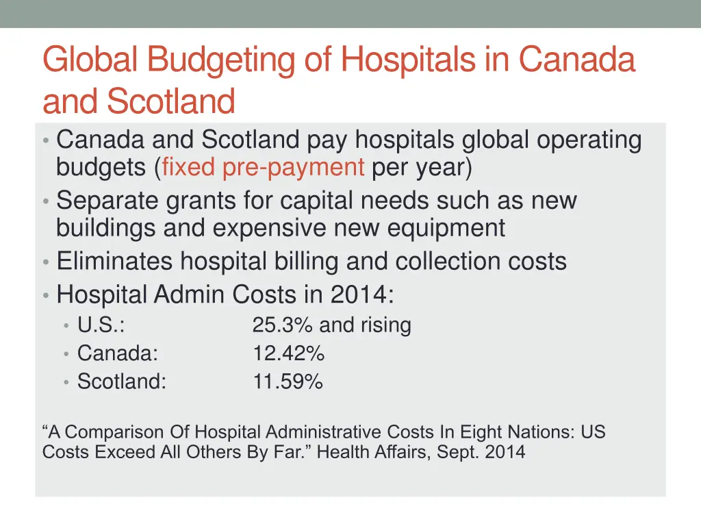global budgeting of hospitals in canada