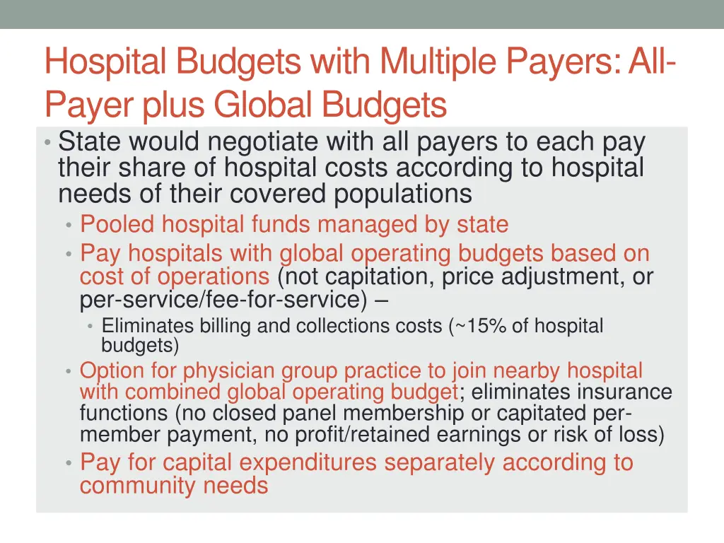 hospital budgets with multiple payers all payer
