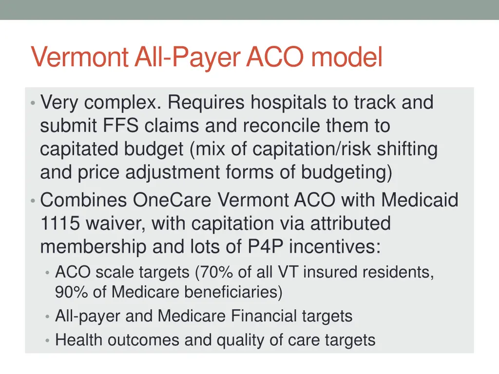 vermont all payer aco model