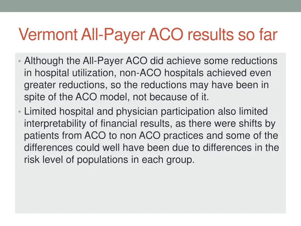 vermont all payer aco results so far 1