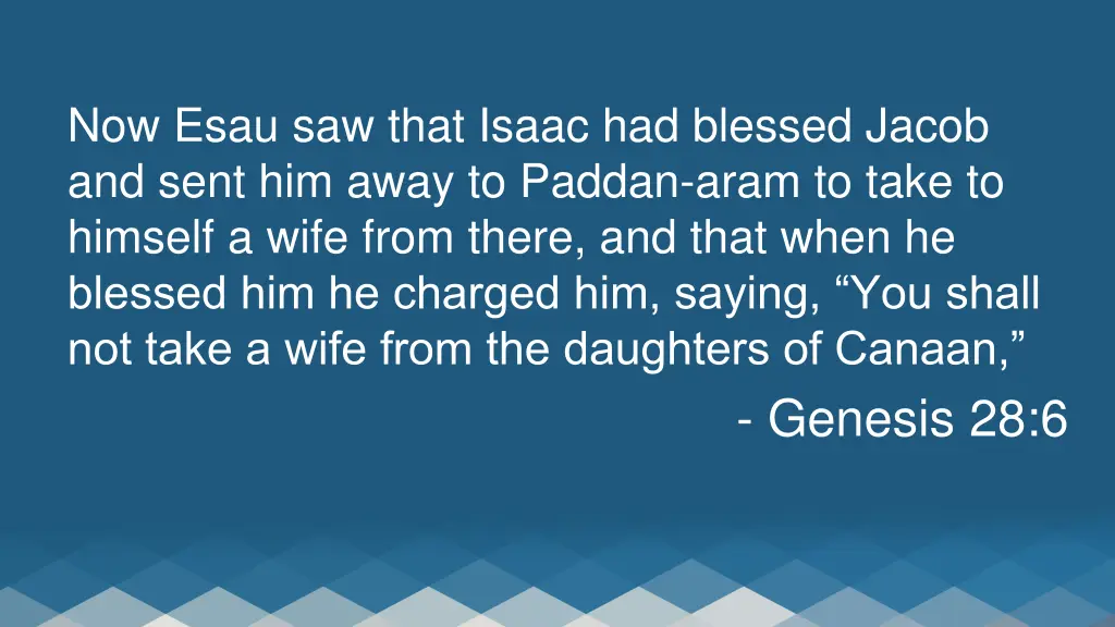 now esau saw that isaac had blessed jacob