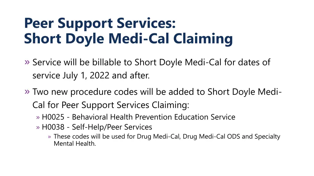 peer support services short doyle medi
